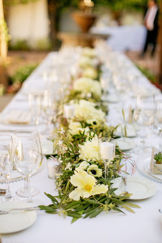 White table setting at Franciscan Garden Wedding