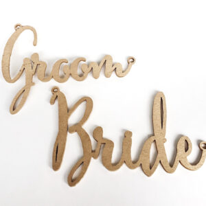 Lucky Rentals // Wooden Lasercut Chair Signs // Southern California Wedding Detail Rentals // Lucky Day Events Co.