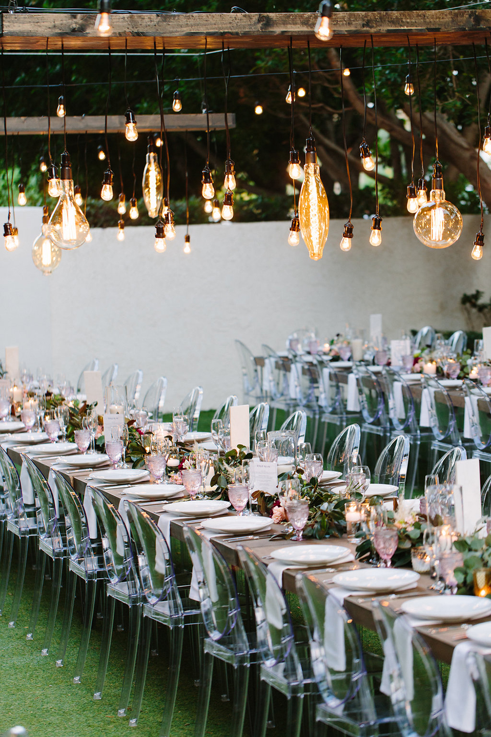 Ghost chairs and Edison bulbs