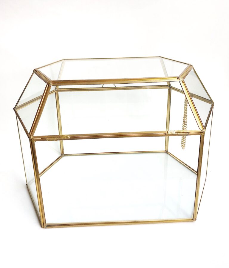 RENTAL: Gold and Glass Envelope Holder Card Box