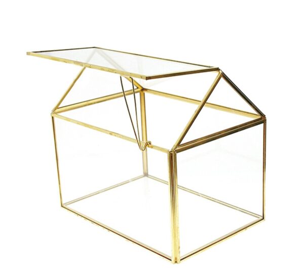 Lucky Rentals Gold and Glass House Card Box