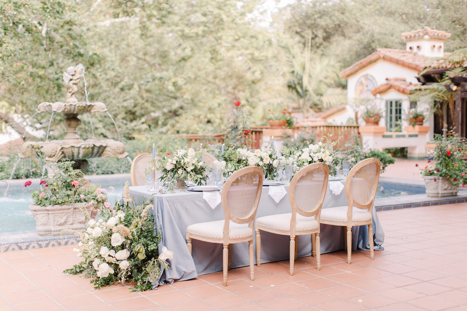Micro-Wedding at Rancho Las Lomas by Lucky Day Events Co. / Dusty Blue Wedding Table / Intimate Wedding Table / Blue Wedding