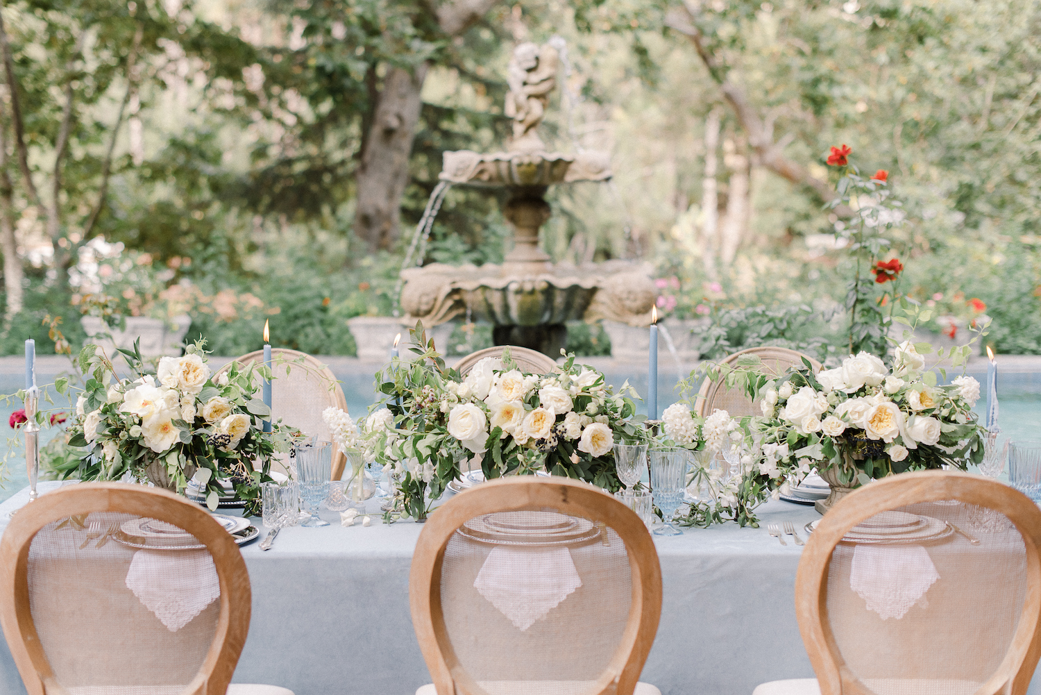 Micro-Wedding at Rancho Las Lomas by Lucky Day Events Co. / Dusty Blue Wedding Table / Intimate Wedding Table / Blue Wedding